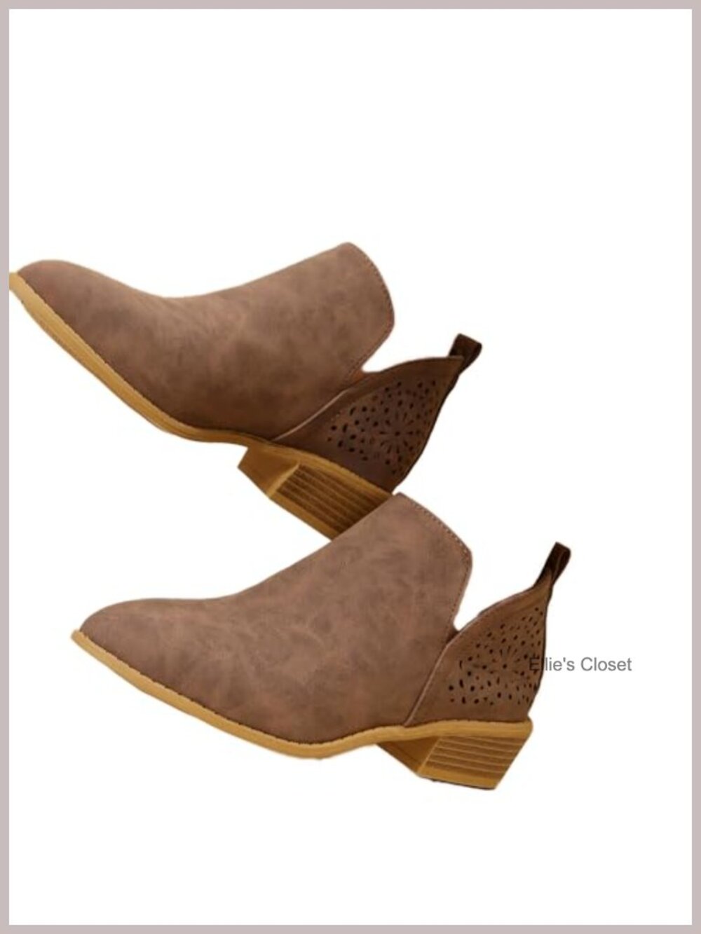 Women's Cutout Ankle Booties Side V Cut Slip On Short Boots Vegan Faux Leather